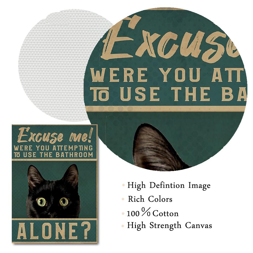 Mental Funny Black Cat Vintage Poster Funny Bathroom Canvas Painting Women Bath Prints Wall Art Pictures for Restroom Home Decor