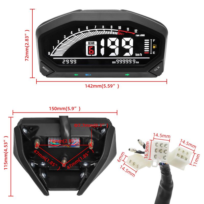 Motorcycle Universal LED LCD Speedometer Digital Backlight Odometer For 1,2,4 Cylinders Speed Meter RPM Gauge Motorbike