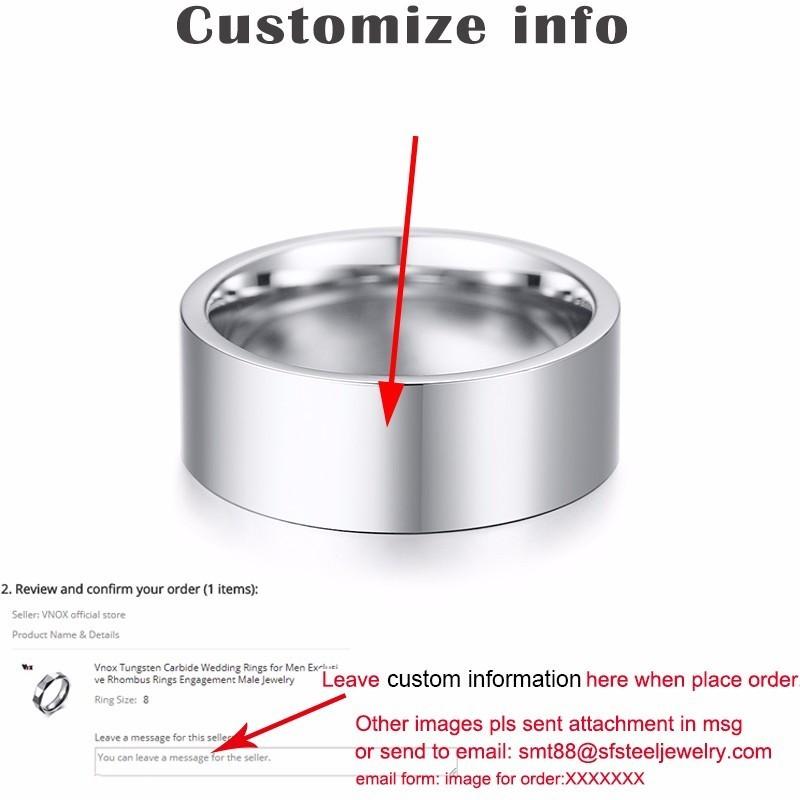 Vnox 8mm Classic Plain Ring for Men Personalize Name Glossy Stainless Steel Wedding Band Casual Male Alliance