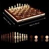 3 In 1 Chess Board, Folding Wooden Portable Chess Game Board, Wooden Chess Board for Adults(Chess + Checkers and Backgammon)
