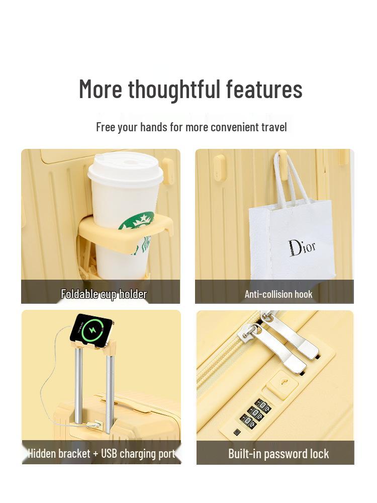 26-inch Durable Leather Suitcase with Universal Wheels and Combination Lock - Unisex Travel Trolley