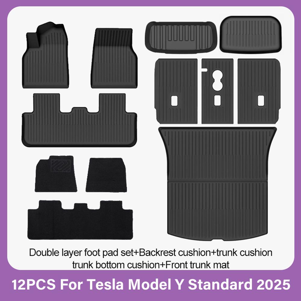 TPE Floor Mats For Tesla New Model Y Standard 2025 2026 Waterproof Luggage All Weather Full Set Mat Foot Pads Model Y Trunk Mats