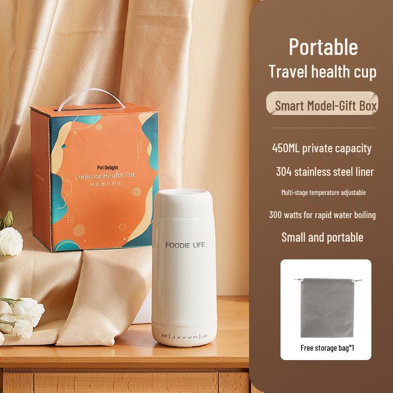 Portable Mini Smart Electric Kettle and Insulated Water Cup with USB Charging for Travel.