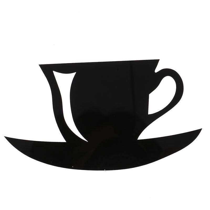 Diy Acrylic Coffee Cup Teapot 3D Wall Clock Decorative Kitchen Wall Clocks Decor