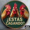 Retro Round Metal Sign Funny Animals Bathroom Wall Decor Humorous Spanish Quote Sign for Home Restroom Farmhouse