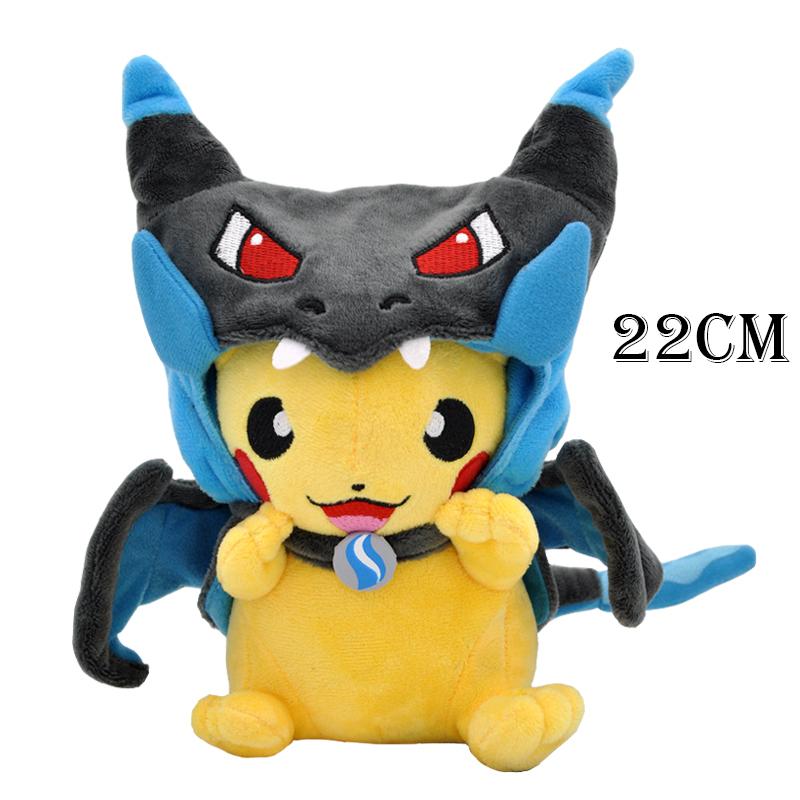 Pikachu Cosplay Cos Eevee Plush Toys Pikachu Peluche Garchomp Tyranitar Lucario Rayquaza Morpeko Gengar Plushies Stuffed Doll