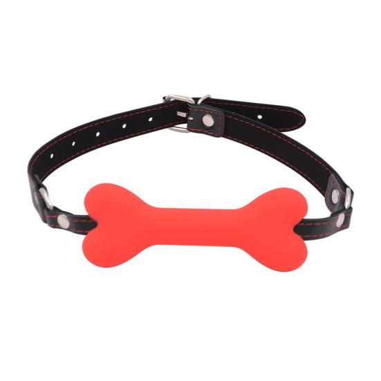 Bone-Shaped Silicone Ball Gag Adjustable BDSM Mouth Restraint for Bondage Roleplay Soft Body-Safe Discreet Adult Toy for Couples' Play