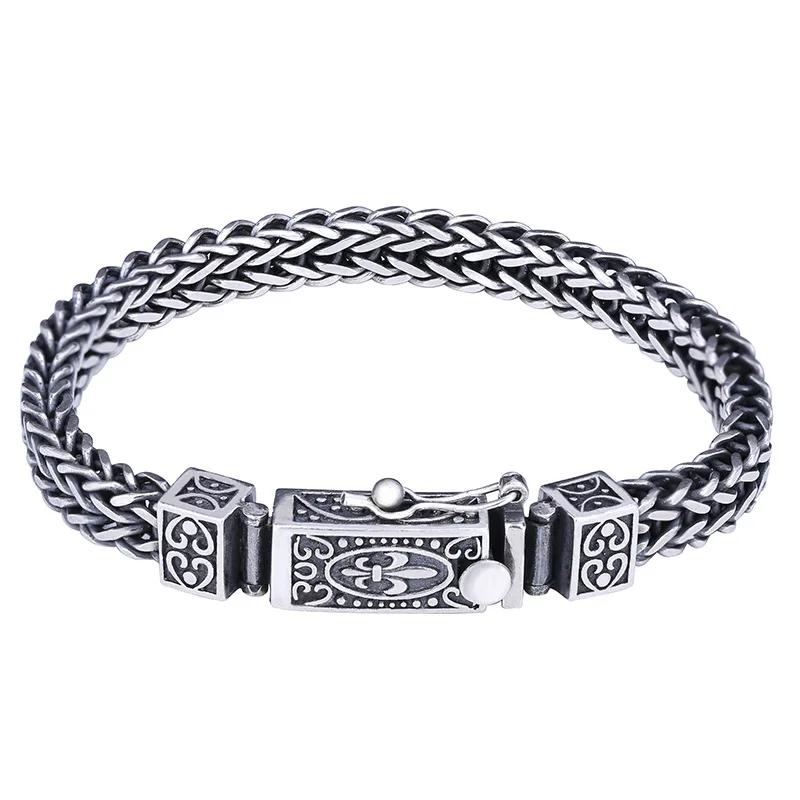 Bracelets Vintage Chaîne Os de Dragon Tressage Bracelet pour Femmes et Hommes Double Chaînes Boucle Peut Porter Bijoux de Banquet