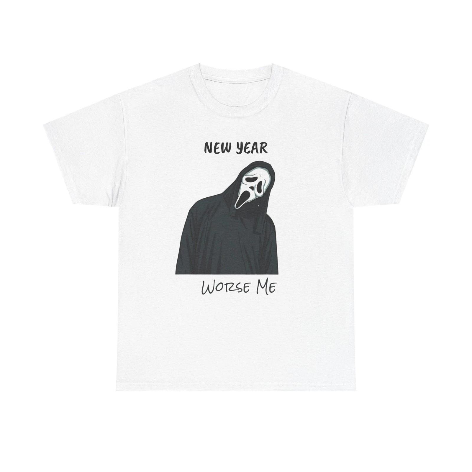 

New Year Worse Me Tee | Scream Mask Graphic Shirt | Dark Humor 4XL