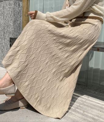 Knitted Skirt for Women Midi High Waisted Slim Autumn Winter Warm Ladies Long Skirts