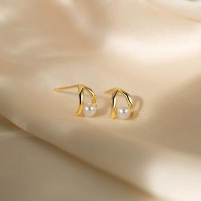 Minimalist Geometric Pearl Earrings for Women Trendy Unique Design Korean