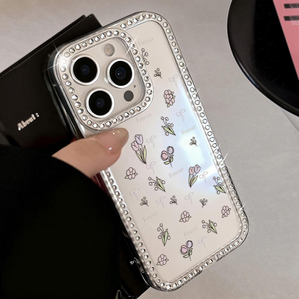Bracelet Chain Phone Case For iPhone 17 16 15 13 14 for 17Air 17 12 14 16 Pro 17 14 16 Pro Max Sparking Diamond Cute Pattern Hard Cover With Lanyard