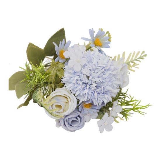 Artificial Rose Flower with Green Leaves UV Resistant Fake Silk Flower Home Wedding Party Table Centerpiece Indoor Outdoor Faux Bloom Decoration