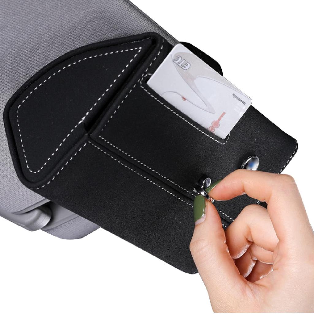 Cicogna Car Eyeglasses Sunglasses Storage Universal Car Sun Visor Easy with Pocket Holder, Case, Leather, Attachment, Installation, (Black)