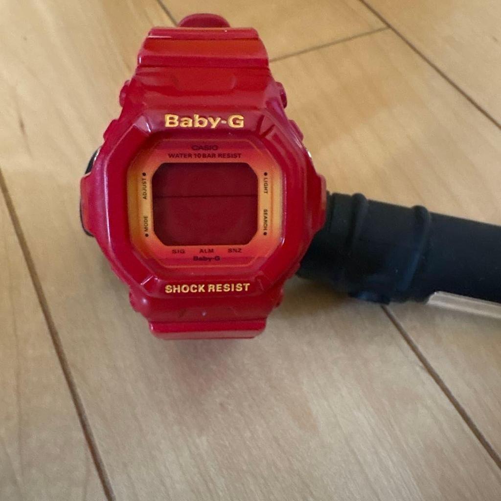 Used CASIO Baby-G Red Digital Watch SHOCK RESIST WATER 10 BAR RESIST