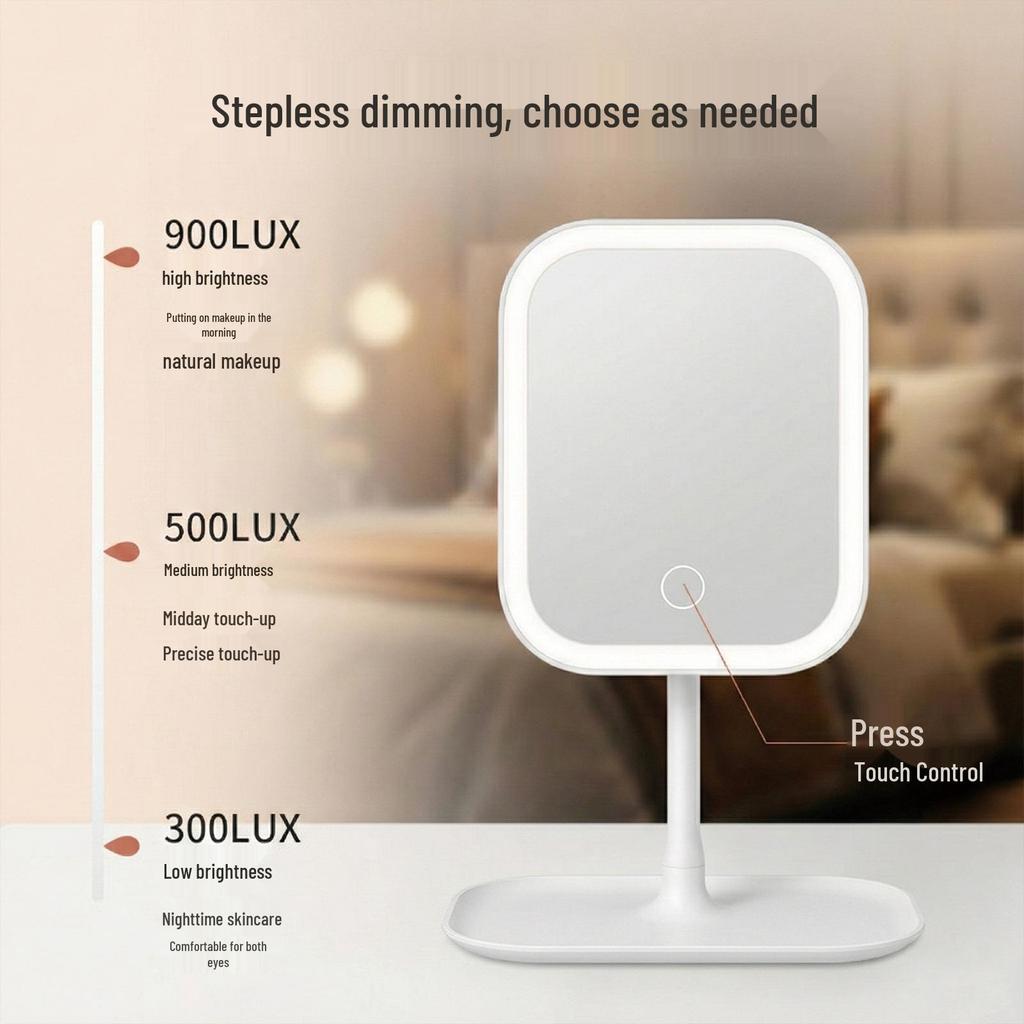 LED Smart Makeup Mirror with Lights - Vanity Table or Desktop for Girls' Bedroom or Student Dorm