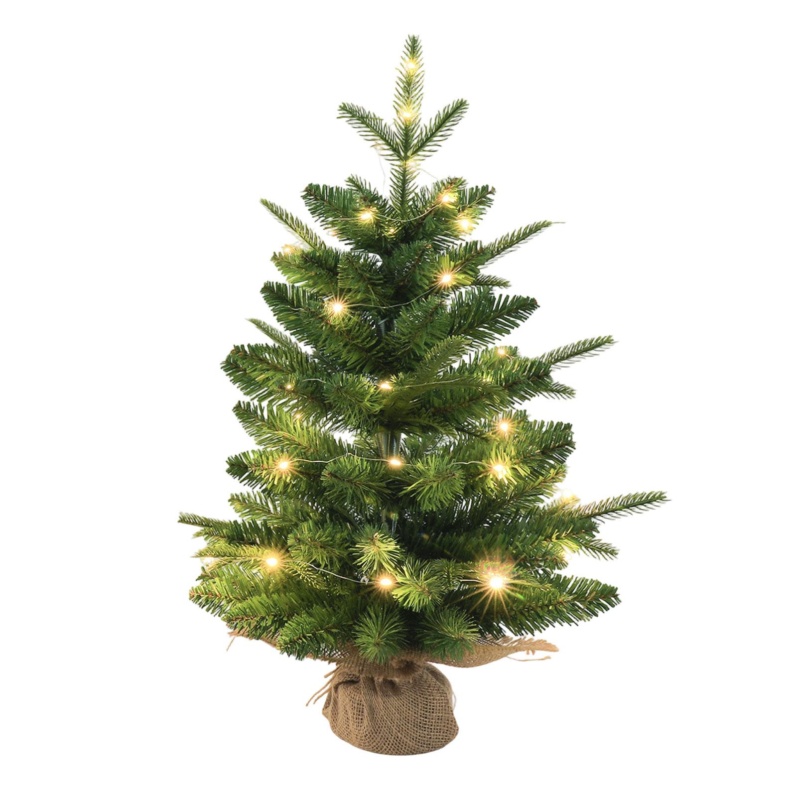 

Artificial Christmas Tree with Prelit LED Lights Realistic Pine Needles Burlap Base for Indoor Holiday Decoration