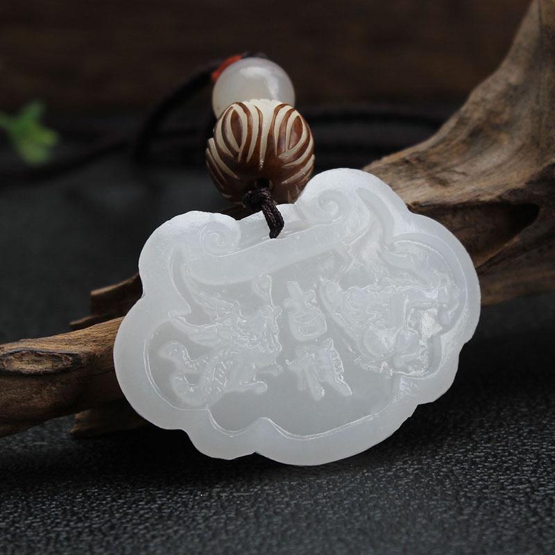 Ethnic Style Necklace Jade Buddha Brand Dragon and Phoenix Brand Pixiu Pendant Sweater Chain Long Versatile Simple Pendant Accessories Women