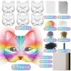 Therian Mask Set Blank Mask Half Face Hand Drawn Animal Cat Fox Mask Children DIY Handmade Graffiti Half Face Mask Party Christm