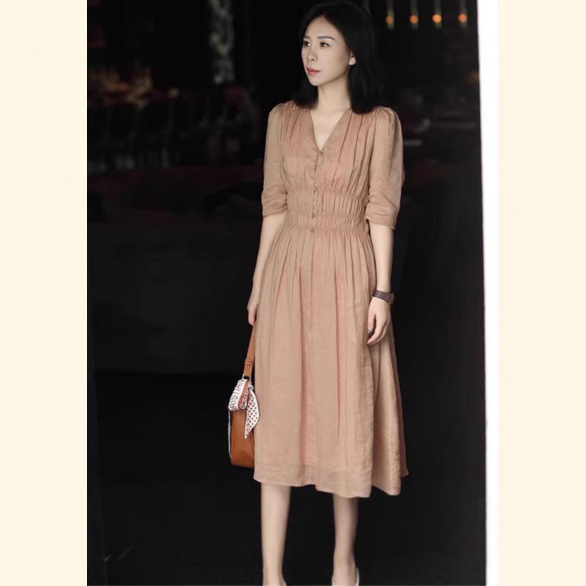 Elegant Plus Size French Casual Long Dress - Goddess Style 3XL