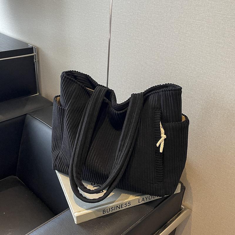 Korean Style Large Corduroy Tote Bag - Versatile Casual Student & Commute Shoulder Bag