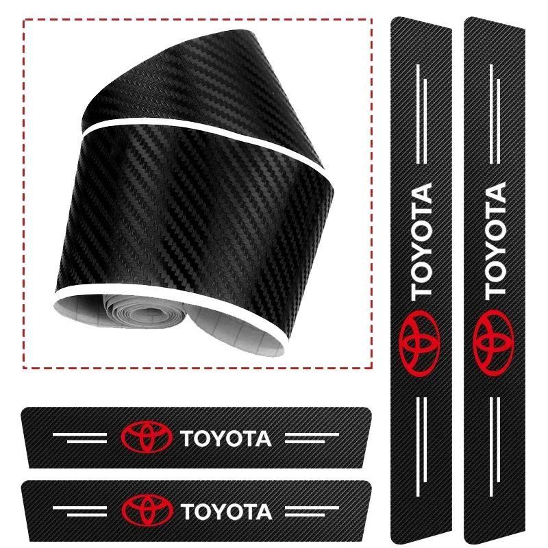Carbon fiber protective stickers for car door sill side anti step bumpers For Toyota Hilux Aygo Yaris Ractis Corolla Camry CHR