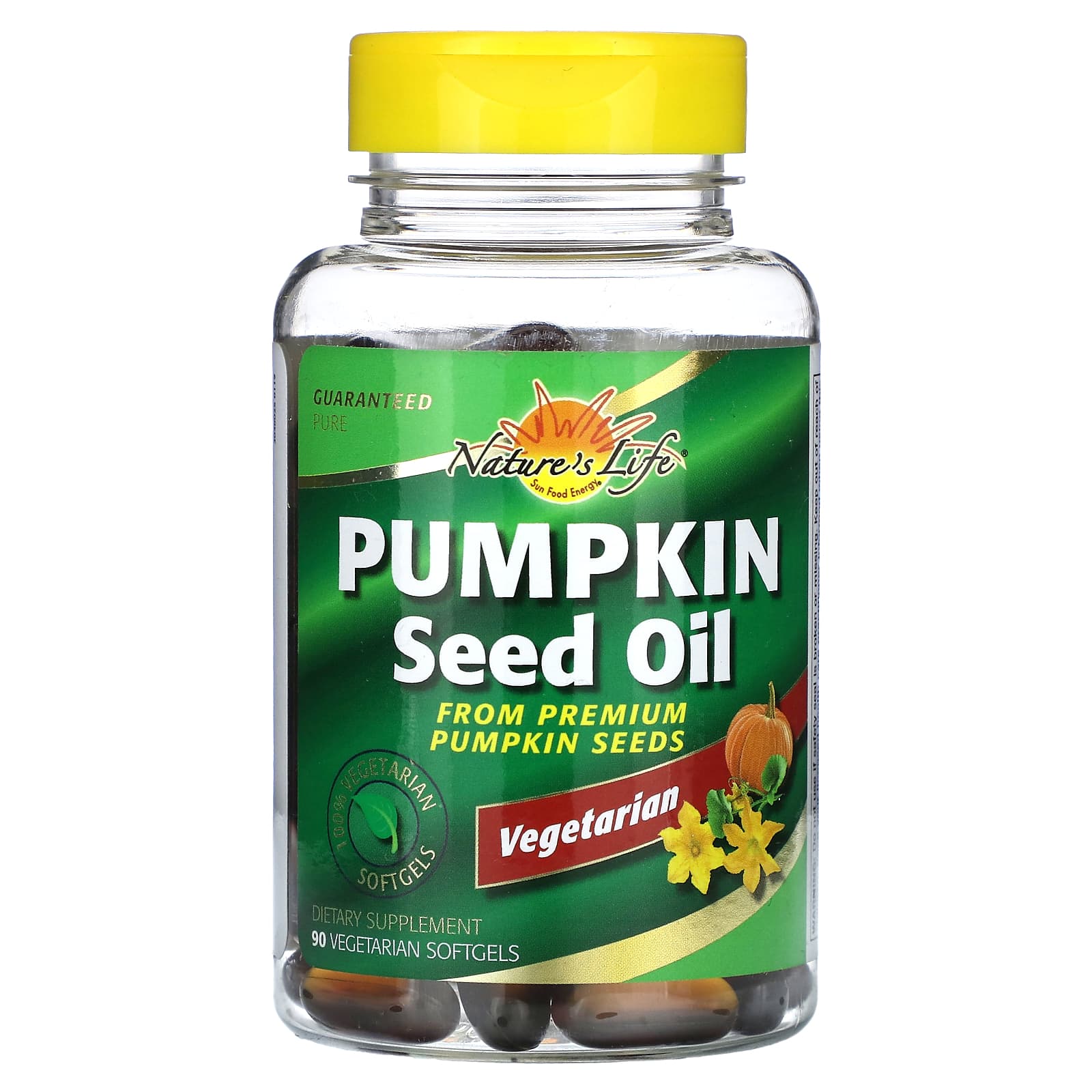 

Nature S Life, Pumpkin Seed Oil, Veggie Softgels, 90 Softgels (1,000Mg per Softgel)