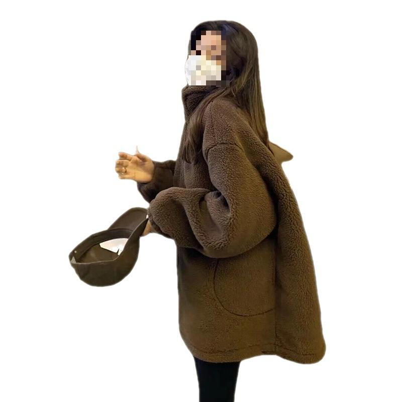 Winter New Lamb Wool Coat Women's Thickened Large Warm Plush Coat