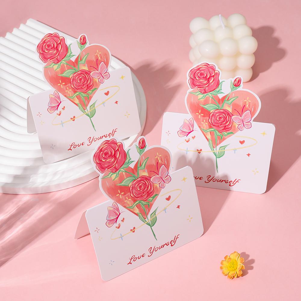 

5Pcs Portable Cute Flower Thank You Card Three-Dimensional Bouquet Greeting Cards Birthday Greeting Card For Mother s Day Gift