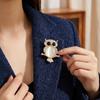 Luxury Animal Pins Imitation Pearls Rhinestone Brooches Elegant Owl Brooches  Gift Giving