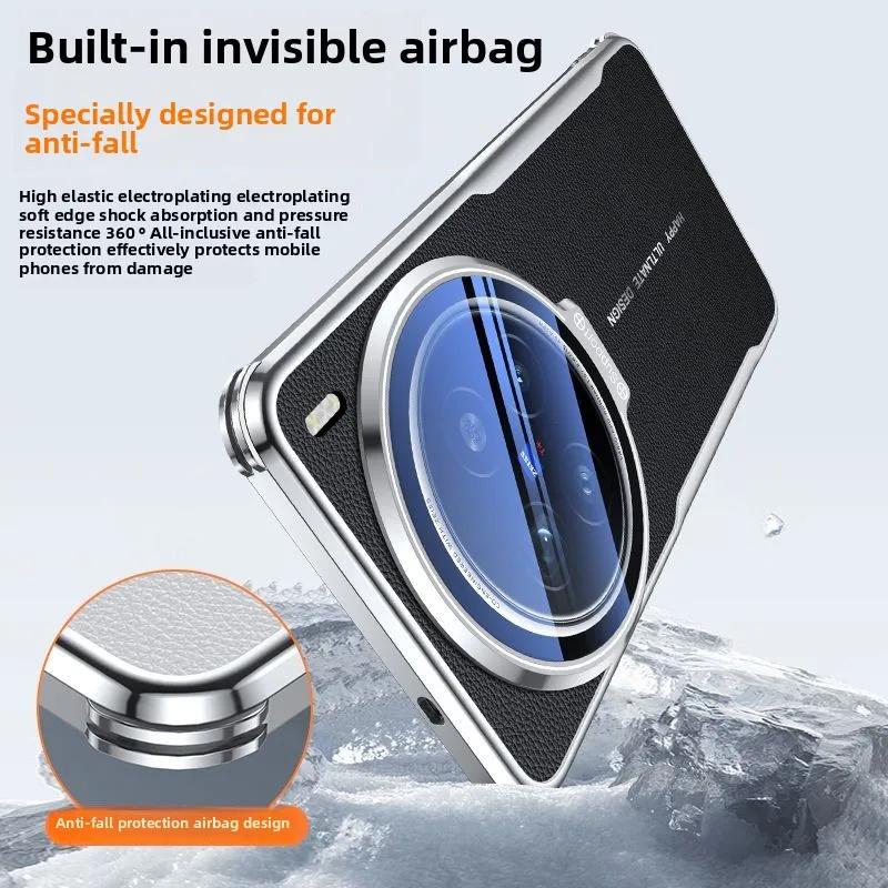 Glass Lens Invisible Bracket Case For VIVO X200 Ultra Four Corners Anti-drop Plain Leather Shockproof Cover For X 200 Pro MINI