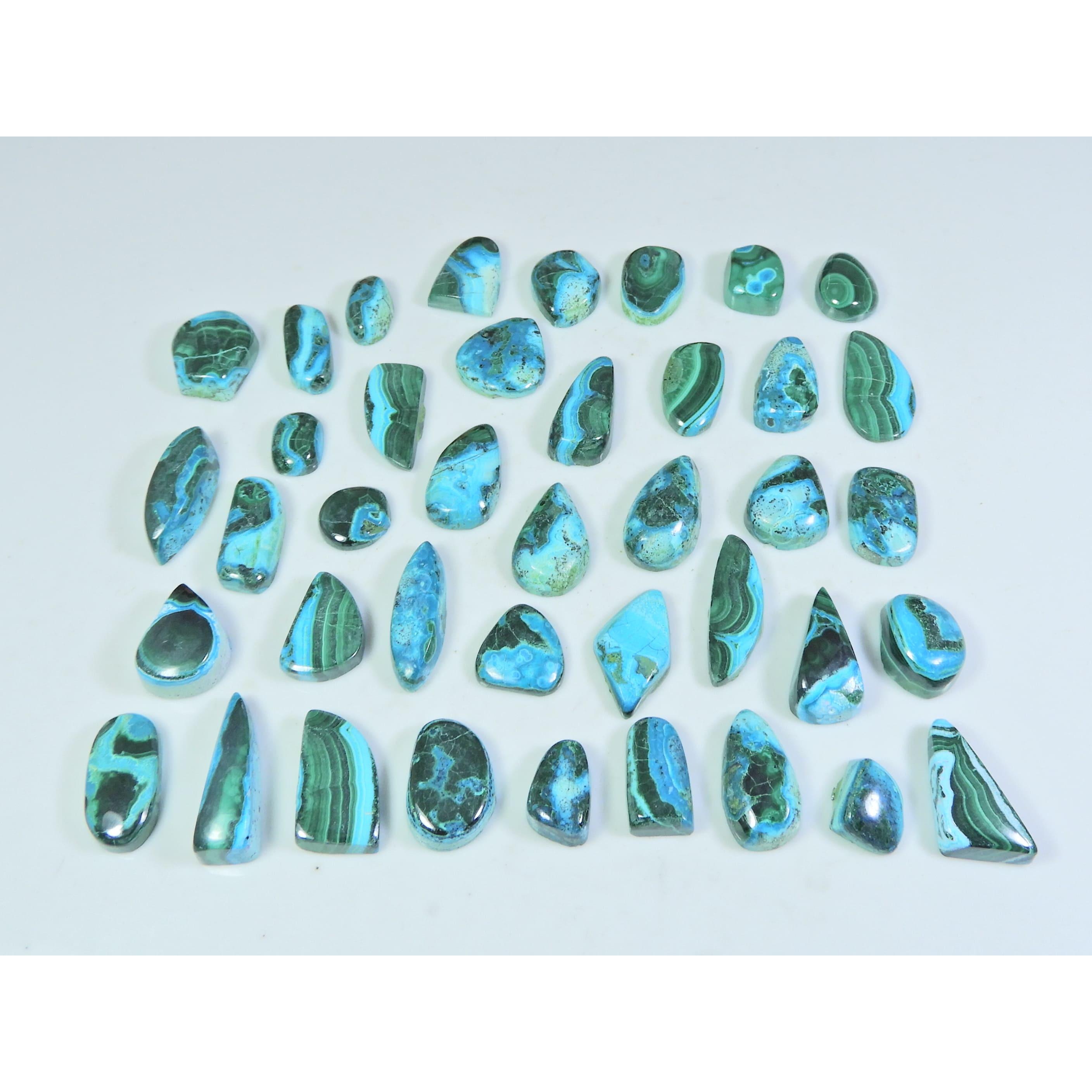 

7X9-10X19MM Natural Chrysocolla Malachite Mix Cabochon Gemstone 20Pcs Lot C-166
