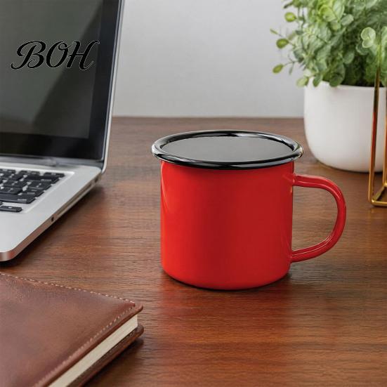 Durable Steel Water Cup Enamel Coffee Mug with Handle, Retro Style Cup, Smooth Lead Free Drinking Vessel Surface Portable for Hot Tea And Milk Outdoor