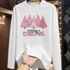 (Asian Size) Christmas New Year Letter Cute Graphic Tee Print T Shirt Women Autumn Winter Casual Fashion Top Clothing Long Sleeve T-shirts