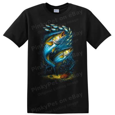 Fish T Shirt Artwork of Colorful Bass In Underwater Scene Fishing Tee