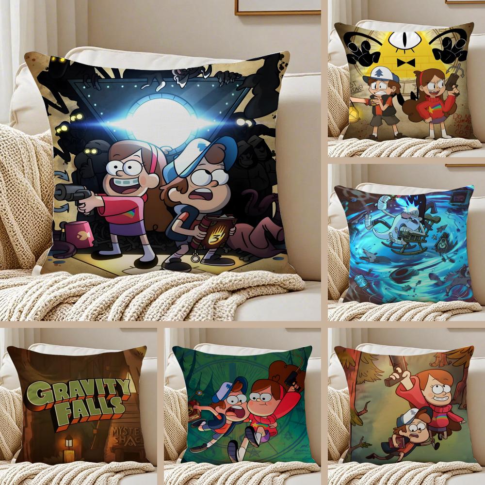 Funny American Cartoon GGravity Fall Cushion Cover Pillowcase Antidustmite Invisible Zipper Short Plush Sofa Cushion