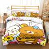 Cartoon Rilakkuma Bear Printed Bed Set Duvet Cover Pillowcase Bedding Set Bed Linen Sheet Quilt Cover Full Queen King Size