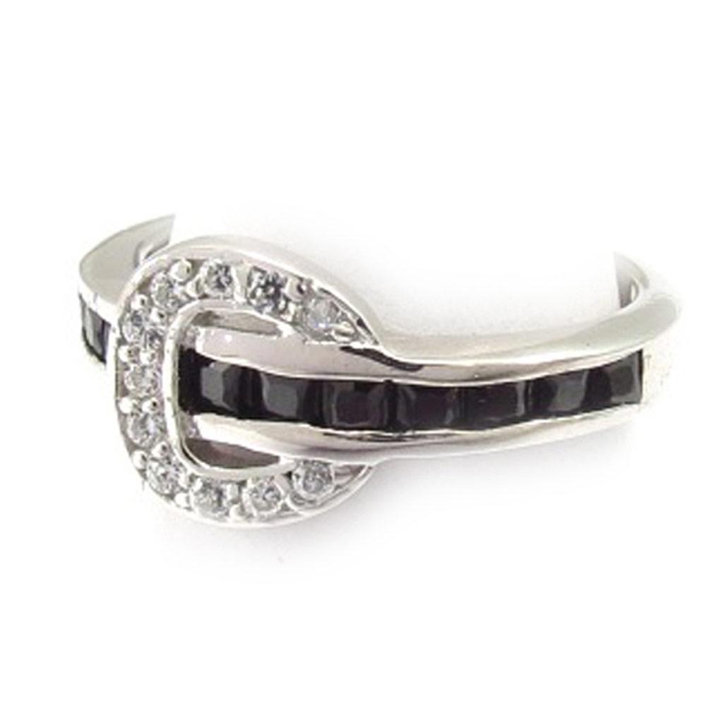 Silver Ring 'belt' White Black