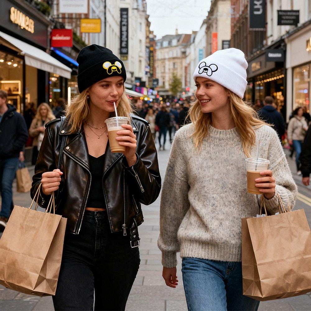 Embroidery Knitted Cap Ear Protection Beanie Hats Fashion Bonnet  Outdoor