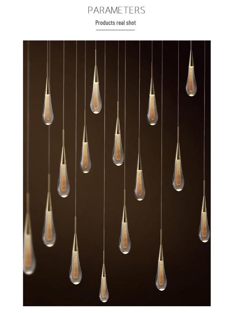 Modern Minimalist Crystal Water Drop Spiral Staircase Chandelier for Bedroom and Restaurant