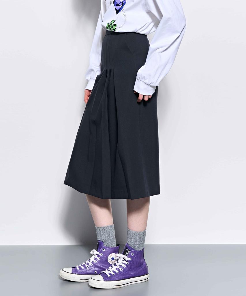 Kimjisu Dozi - Pinched Midi Skirt _ Charcoal