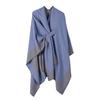 Multi-Functional Women's Solid Color Shawl Cloak with Fringe