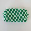 Checkered Makeup Bag for Women Knitted Travel Cosmetic Pouch Portable Plaid Toiletry Organizer with Zipper for