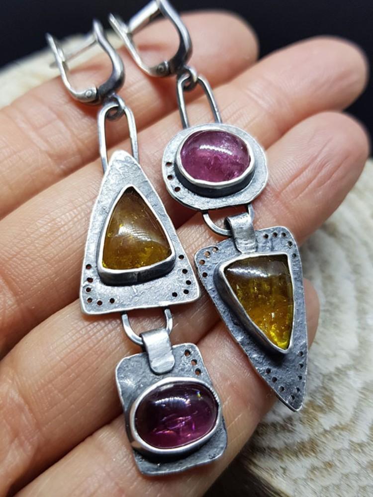 Luxury Green Zircon Drop Shape Boho Earrings for Women Fashion Engagement Zircon Long Purple Stone Dangle Earrings