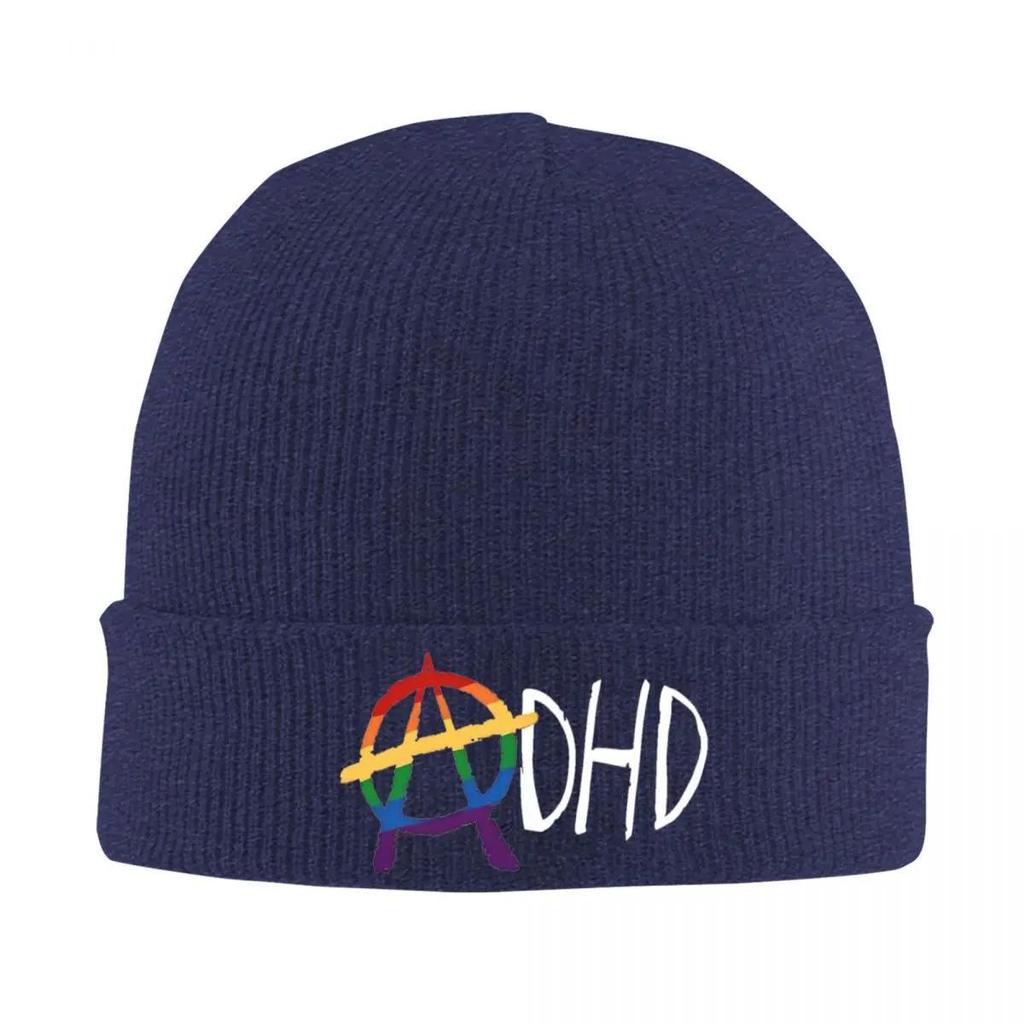 ADHD Bonnet Hats Rainbow Skullies Beanies Adult Unisex Funny Head Wrap Beanie Hats Autumn Winter Hippie Graphic Cap