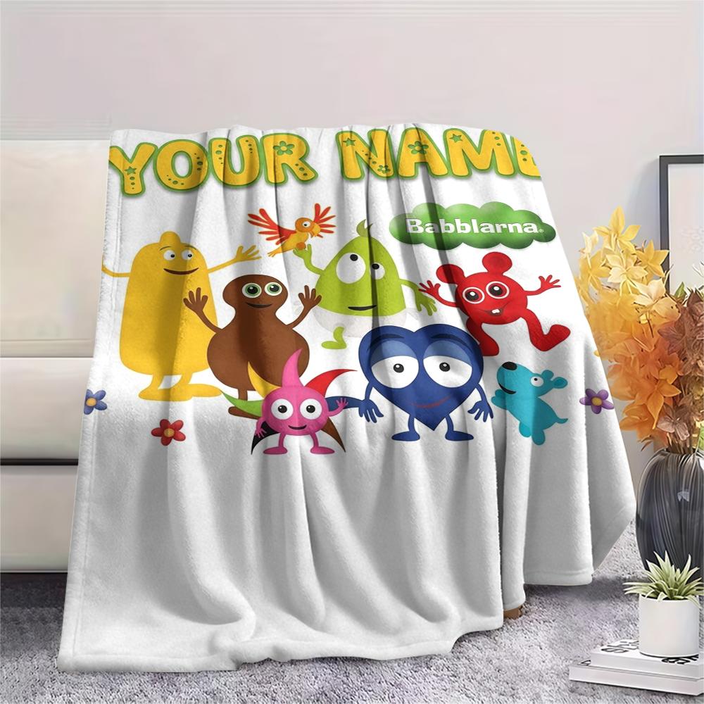 1PC Custom Name Babblarna Patterned Flannel Blanket Suitable For All Seasons for Home Decor Warmth and Comfort Gifts Holiday Present
