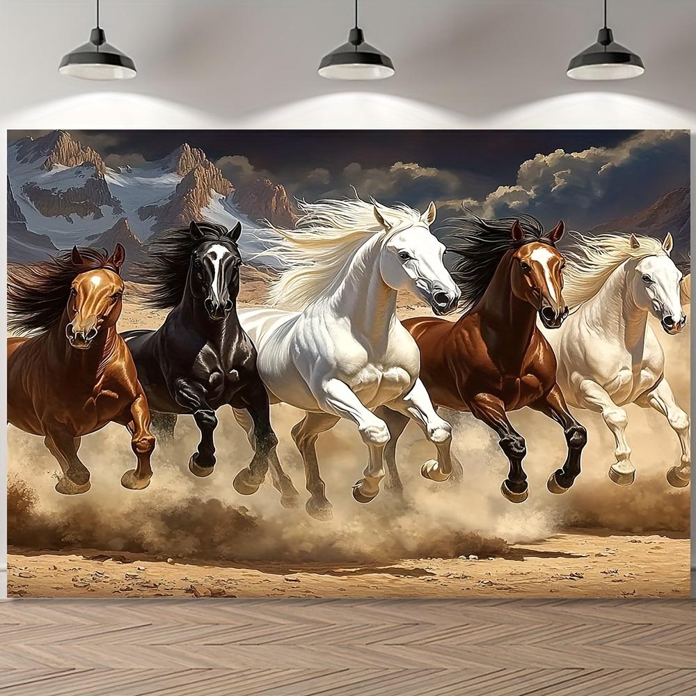 One Piece, a Fabric of a Galloping Horse, Made of Durable Polyester Material, Is Highly Suitable for Doors, Walls and Yards.