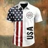 Men's Short Sleeve Collared Casual Shirt with USA Letter Print and Independence Day Theme Button Down Design for Spring Summer