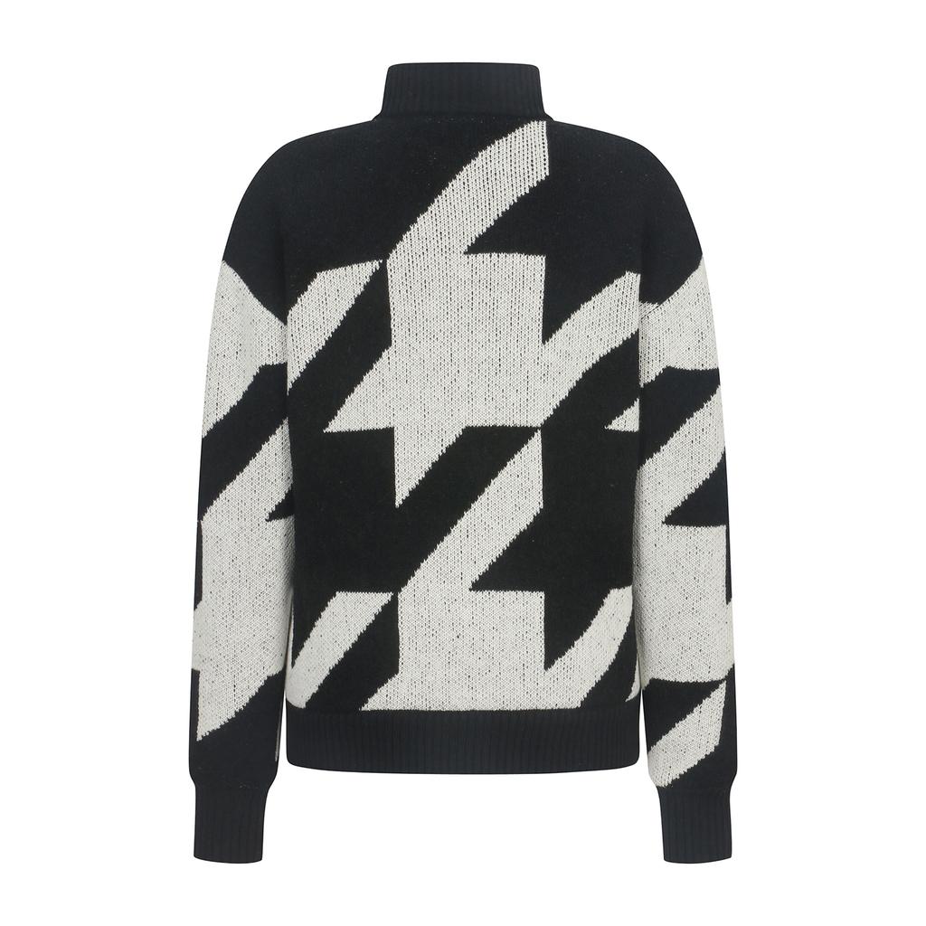 MARTINE GOLF Big Hound Tooth Check Knit_Black