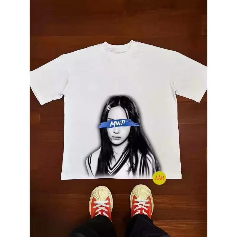 

2025 Girl Group NewJeans MINJI HANNI DANIELLE HAERIN HYEIN Original High Quality Designer Short Sleeve T-shirt Fans Fashion Top S